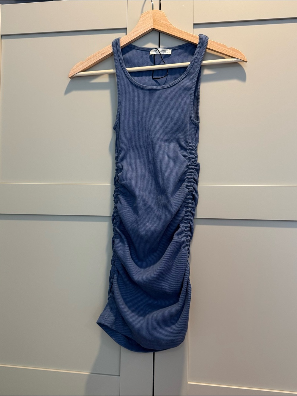 Pull&Bear Ruched Tank Mini Dress - Blue